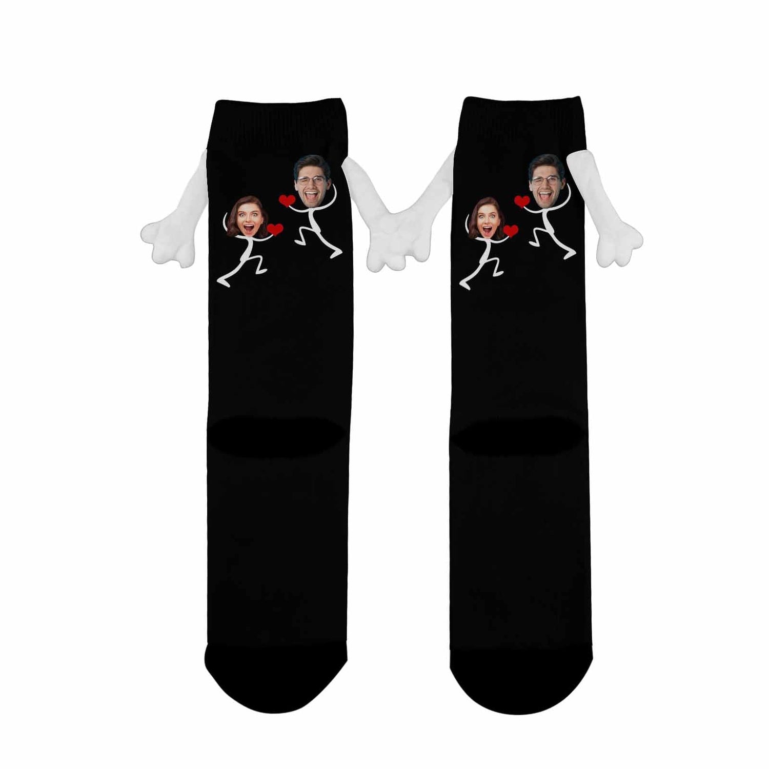 Custom Couple Face Magnetic Holding Hands Socks Suction Funny Big Eye Socks Valentine&