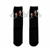 Custom Couple Face Magnetic Holding Hands Socks Suction Funny Big Eye Socks Valentine's Day Gift