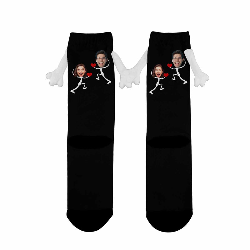 Custom Couple Face Magnetic Holding Hands Socks Suction Funny Big Eye Socks Valentine's Day Gift