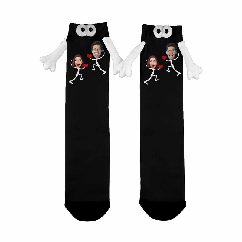 Custom Couple Face Magnetic Holding Hands Socks Suction Funny Big Eye Socks Valentine's Day Gift