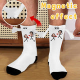 Custom Couple Face Magnetic Holding Hands Socks Suction Funny Big Eye Socks Valentine's Day Gift