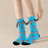 Custom Face Multicolor Magnetic Holding Hands Socks Suction Funny Big Eye Socks