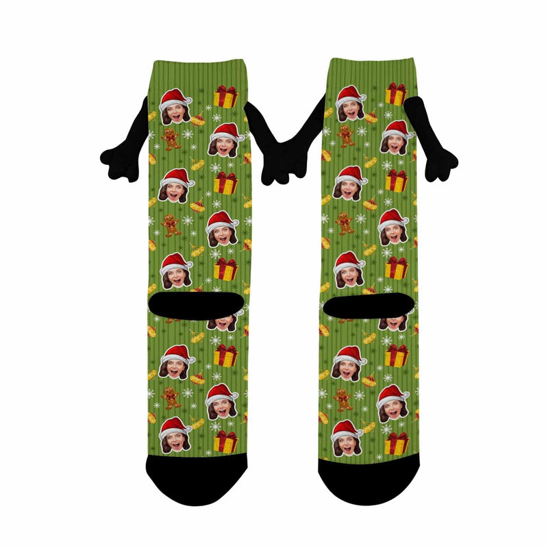 Custom Face Christmas Gifts Magnetic Holding Hands Socks Suction Funny Big Eye Socks