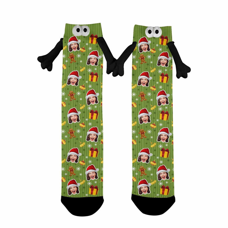 Custom Face Christmas Gifts Magnetic Holding Hands Socks Suction Funny Big Eye Socks