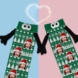 Custom Face Christmas Tree Green Magnetic Holding Hands Socks Suction Funny Big Eye Socks