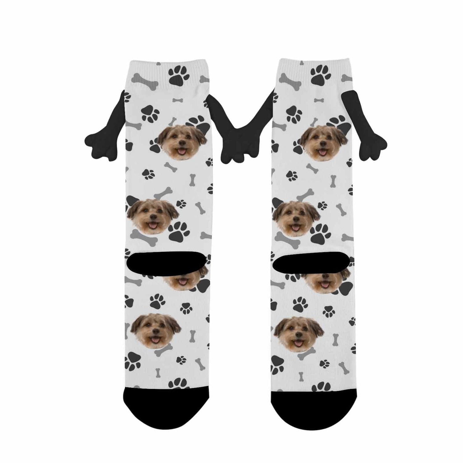 Custom Pet Face Magnetic Holding Hands Socks Suction Funny Big Eye Socks