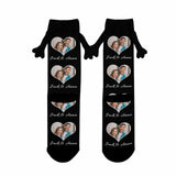 Custom Photo&Name Magnetic Holding Hands Socks Suction Funny Big Eye Socks Couple Valentine's Day Gift