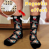 Custom Photo&Name Magnetic Holding Hands Socks Suction Funny Big Eye Socks Couple Valentine's Day Gift Love You From Head to Toe