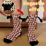 Custom Seamless Face Magnetic Holding Hands Socks Suction Funny Big Eye Socks