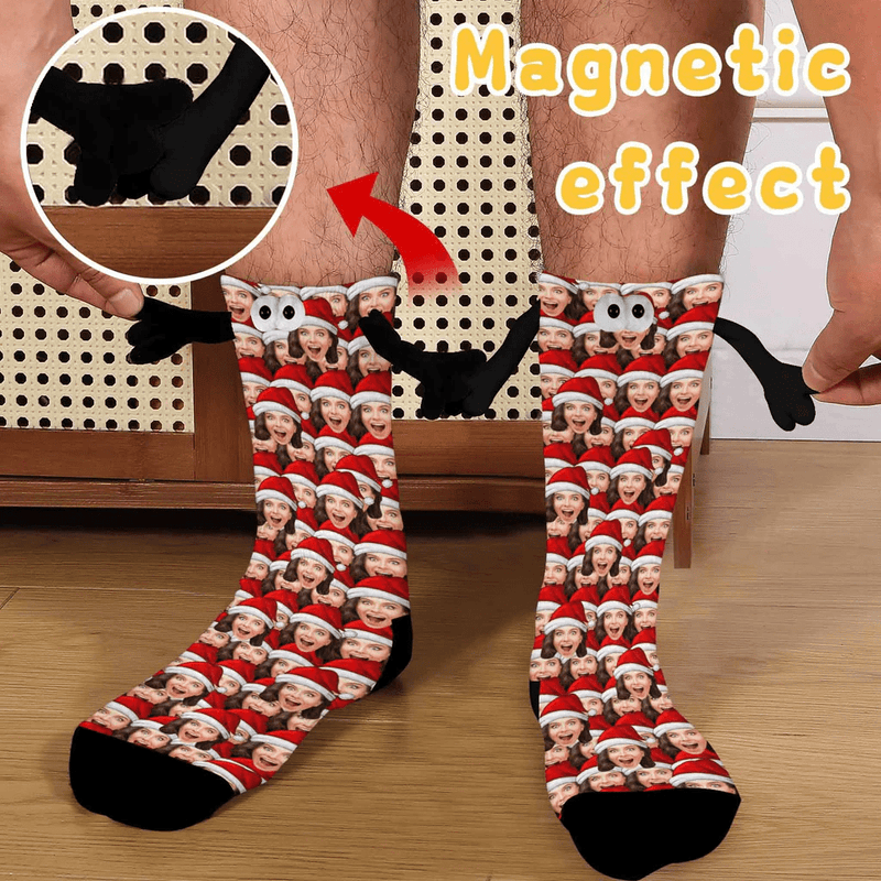 Custom Seamless Face Magnetic Holding Hands Socks Suction Funny Big Eye Socks