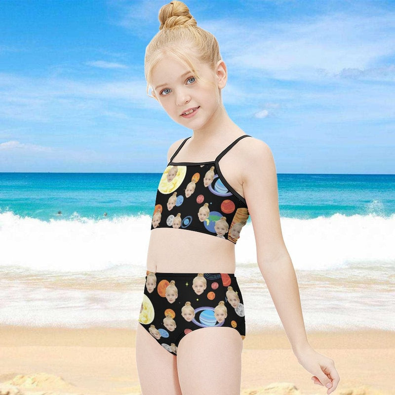 Custom Face Beautiful Planet Kid's Slip Swimsuit Made for You Personalized Swimwear