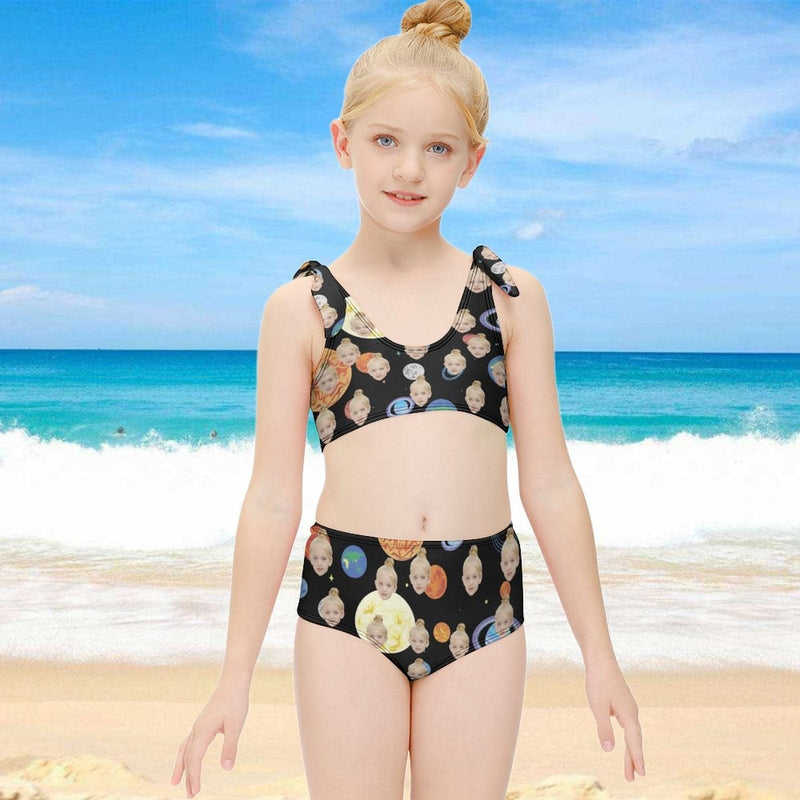 Custom Face Beautiful Planet Kid's Strap Swimsuit Design Your Own Face Gift