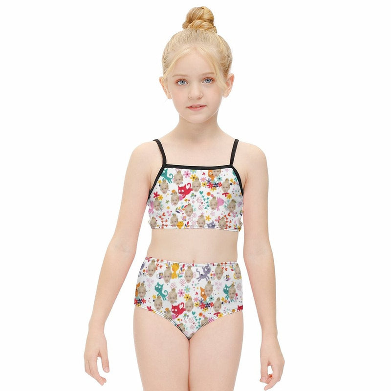 Custom Face Cute Kitten Kid's Slip Swimsuit Add Your Own Image