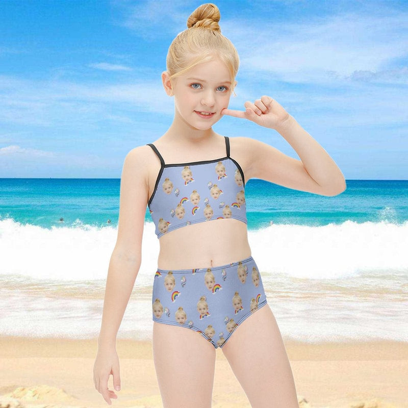 Custom Face Rainbow Kid's Slip Swimsuit Made for You Personalized Swimwear