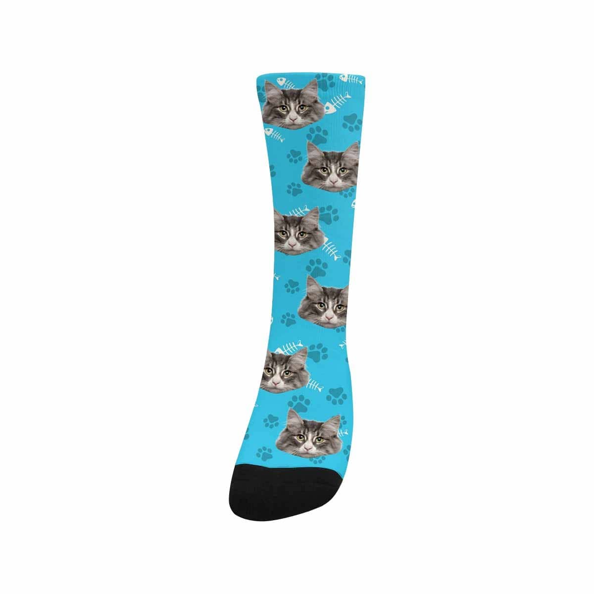 Custom Cat Face Socks Funny Printed Photo Pet Socks Personalized Picture Footprint Kid&