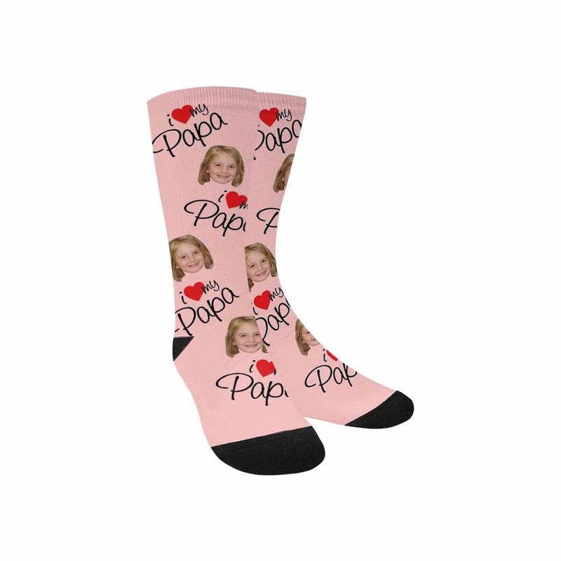 Fathers Day Socks With Custom Face I Love My Papa Personalized Kid's Socks Gift For Australian Father's Day