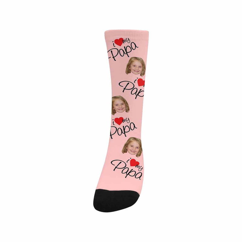 Fathers Day Socks With Custom Face I Love My Papa Personalized Kid's Socks Gift For Australian Father's Day