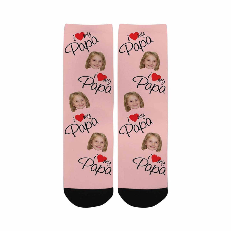 Fathers Day Socks With Custom Face I Love My Papa Personalized Kid's Socks Gift For Australian Father's Day