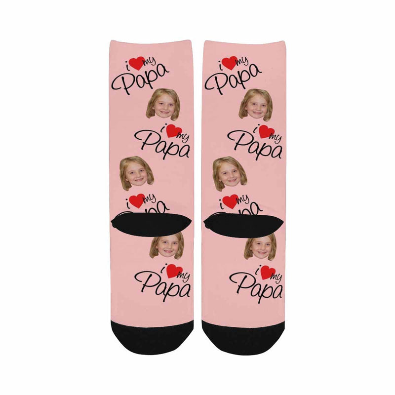 Fathers Day Socks With Custom Face I Love My Papa Personalized Kid's Socks Gift For Australian Father's Day