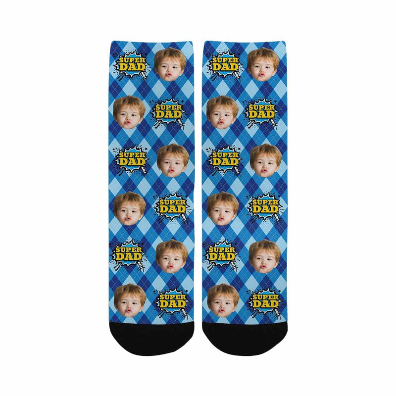 Fathers Day Socks With Custom Face Super Dad Personalized Kid's Socks Gift For Australian Father's Day