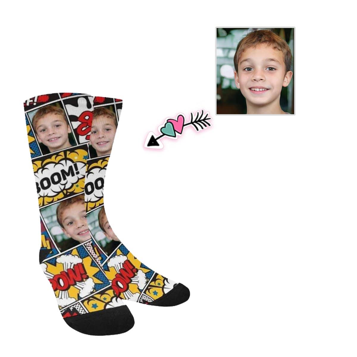 Kids Custom Socks Printed With Comics Picture Personalized Boom Kid&