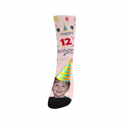 Kids Custom Socks Printed With Face&amp;Text Happy Birthday Kid&