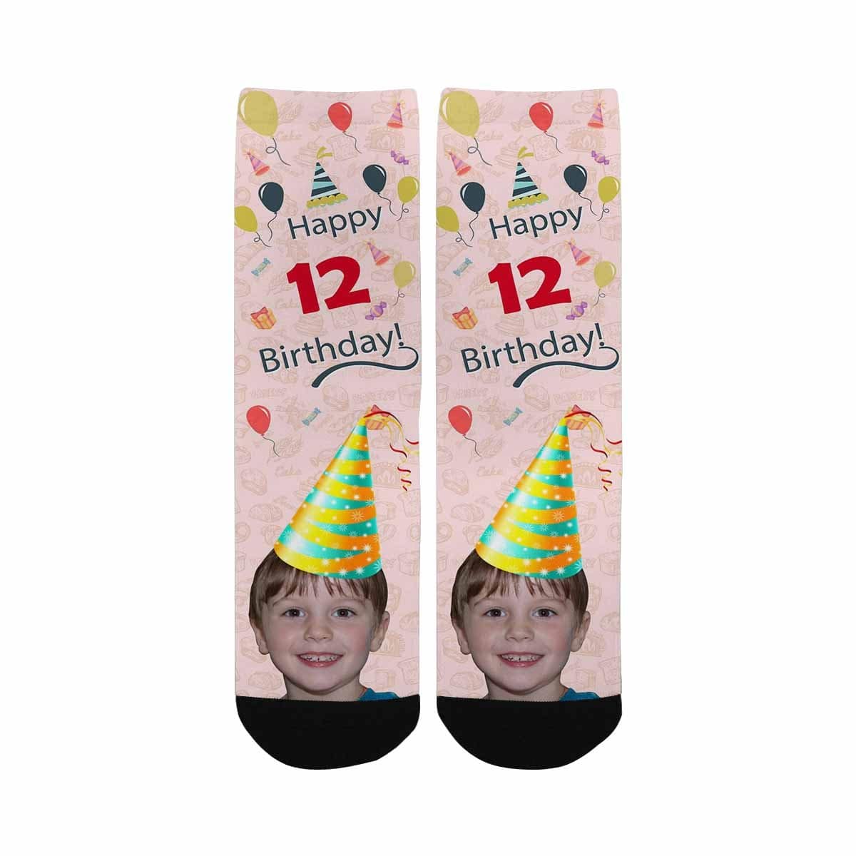 Kids Custom Socks Printed With Face&amp;Text Happy Birthday Kid&