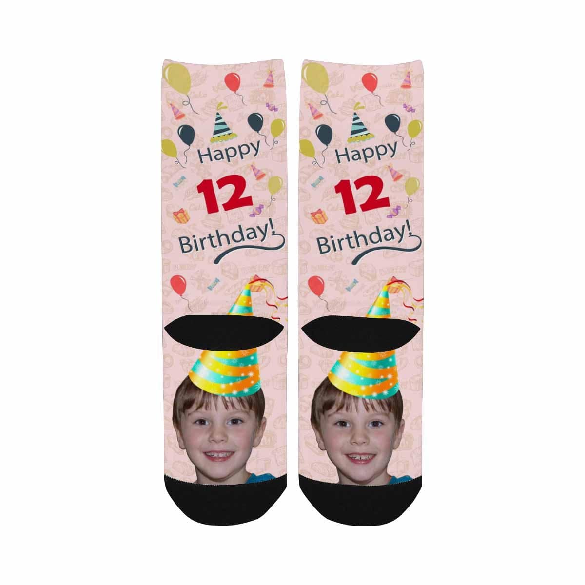 Kids Custom Socks Printed With Face&amp;Text Happy Birthday Kid&