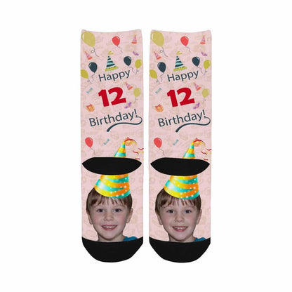 Kids Custom Socks Printed With Face&amp;Text Happy Birthday Kid&