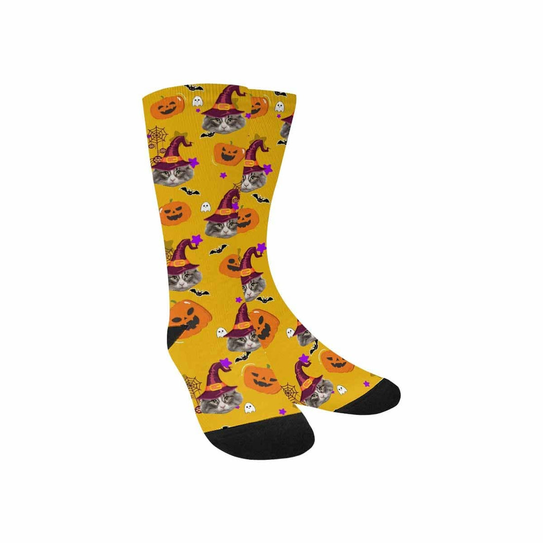 Kids Custom Socks Printed With Pet Face Personalized Wizard Cat Kid&