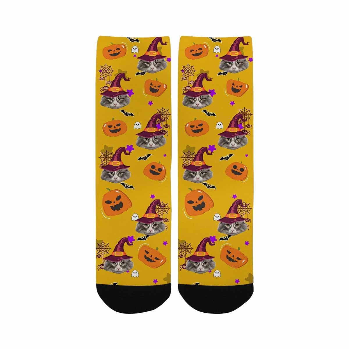 Kids Custom Socks Printed With Pet Face Personalized Wizard Cat Kid&