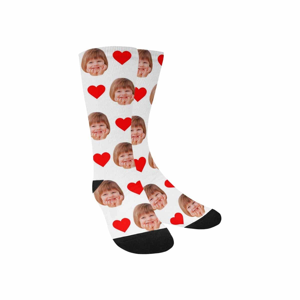 Kids Custom Socks Printed With Picture Personalized Face Love Heart Kid&