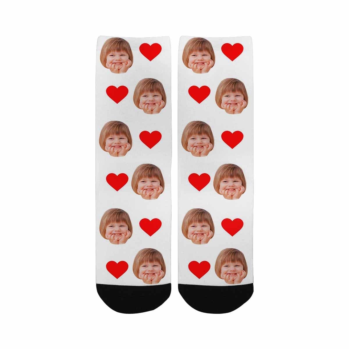 Kids Custom Socks Printed With Picture Personalized Face Love Heart Kid&