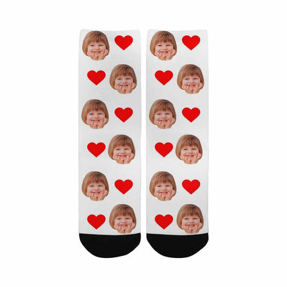 Kids Custom Socks Printed With Picture Personalized Face Love Heart Kid&