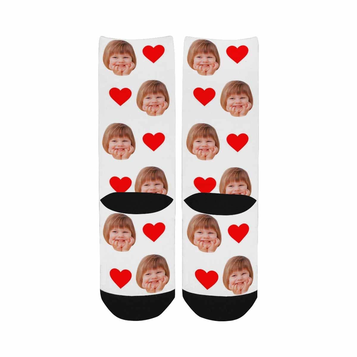 Kids Custom Socks Printed With Picture Personalized Face Love Heart Kid&