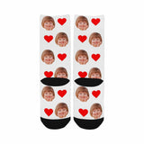 Kids Custom Socks Printed With Picture Personalized Face Love Heart Kid's Socks