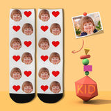 Kids Custom Socks Printed With Picture Personalized Face Love Heart Kid's Socks