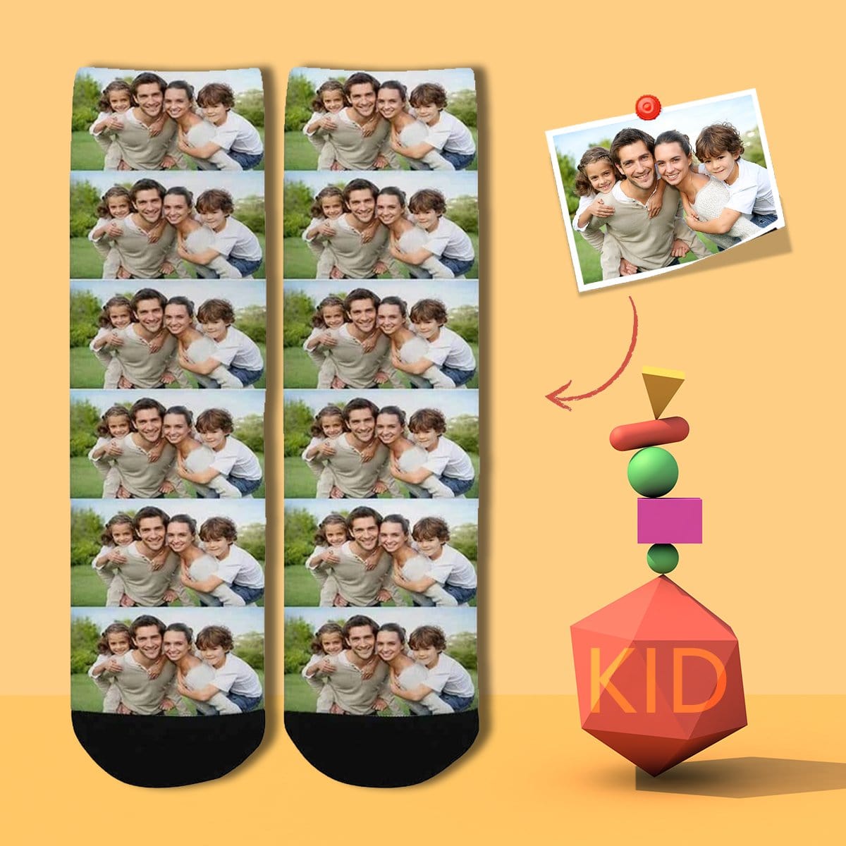 Kids Custom Socks Printed With Picture Personalized Family Photo Children&