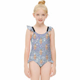 Custom Face Bling Bling Girls' Swimsuit One Piece Swimwear For Kids 6-12years