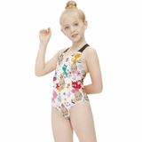 Custom Face Cartoon Cat Kid's Swimsuit For Kids 6-12 Years