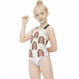 Custom Face Dots White Kid's Swimsuit