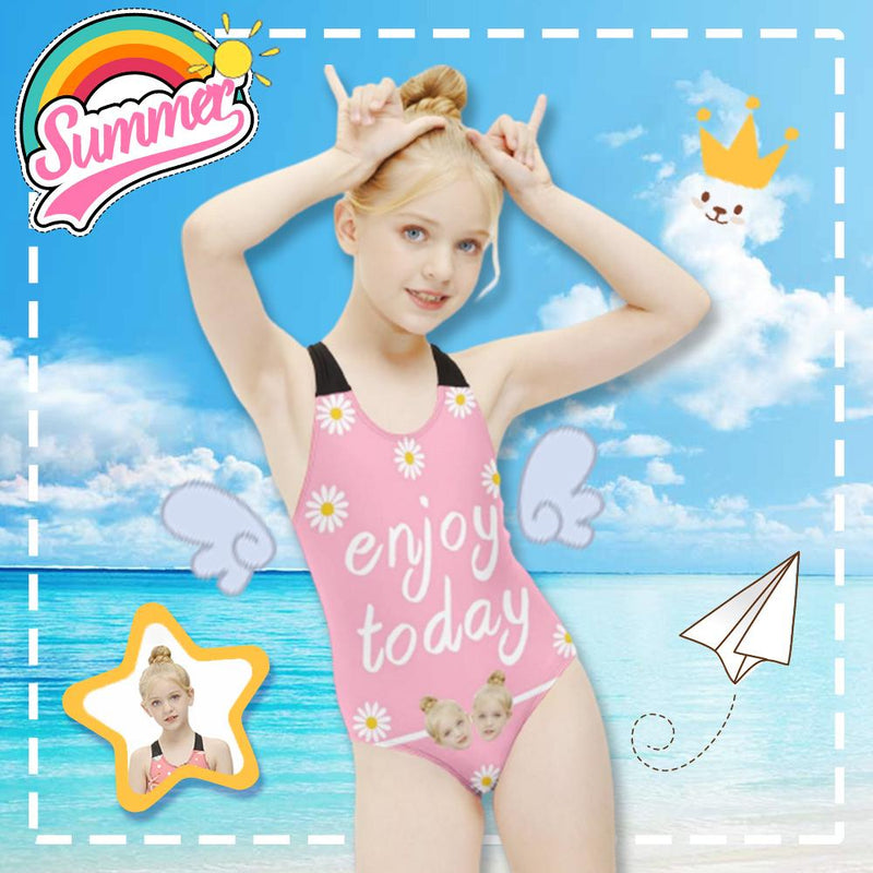 Custom Face Enjoy Today Kid's Swimsuit