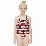 Custom Face Flag Kid's Strappy Swimsuit For Kids 6-12 Years