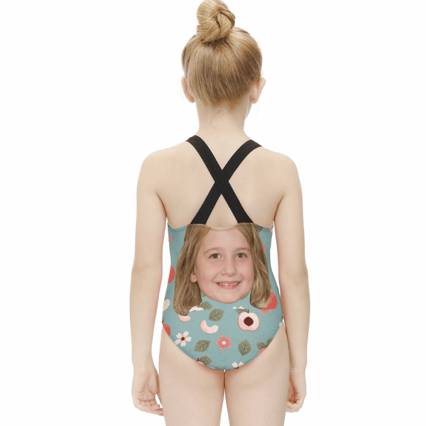 Custom Face Flowers And Fruits Kid's Swimsuit