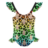 Custom Face Leopard Girls' Swimsuit One Piece Swimwear For Kids 6-12years