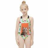 Custom Face Pocket Cat Kid's Swimsuit