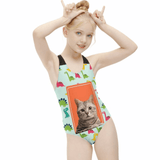 Custom Face Pocket Cat Kid's Swimsuit