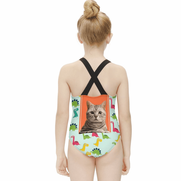 Custom Face Pocket Cat Kid's Swimsuit