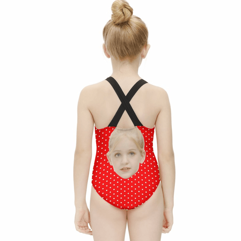 Custom Face Red Dots Kid's Swimsuit