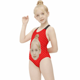 Custom Face Red Dots Kid's Swimsuit